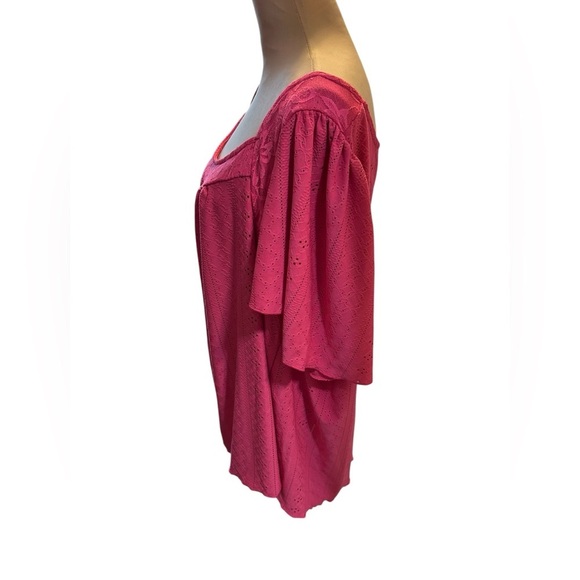 SHEIN Curve Plus Women’s Pink Square Neck Top Flowers on Neckline Size 24-26 NWT - Picture 3 of 10